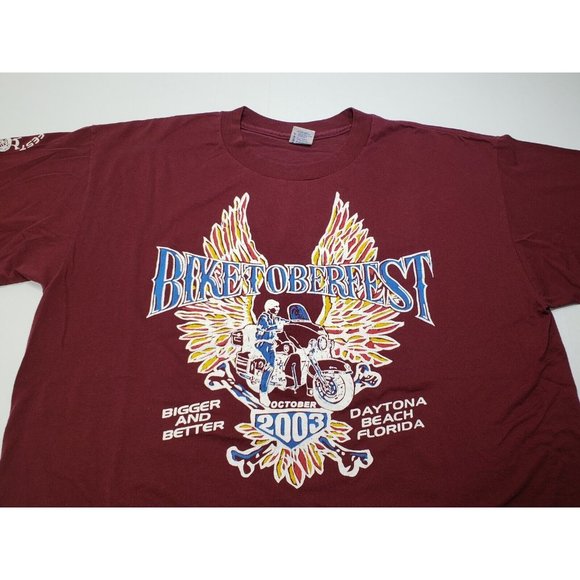 Biketoberfest Daytona Beach Mens T-Shirt Flames Graphic Print 2003 Size XXL - Picture 2 of 11